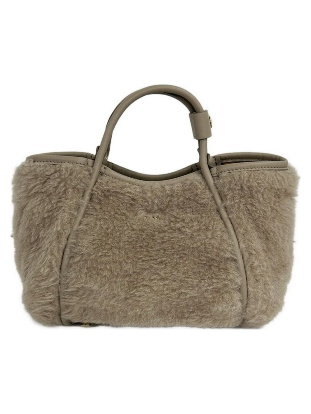Max Mara Tote Teddy Bear Gray Beige Wool Alpaca Silk